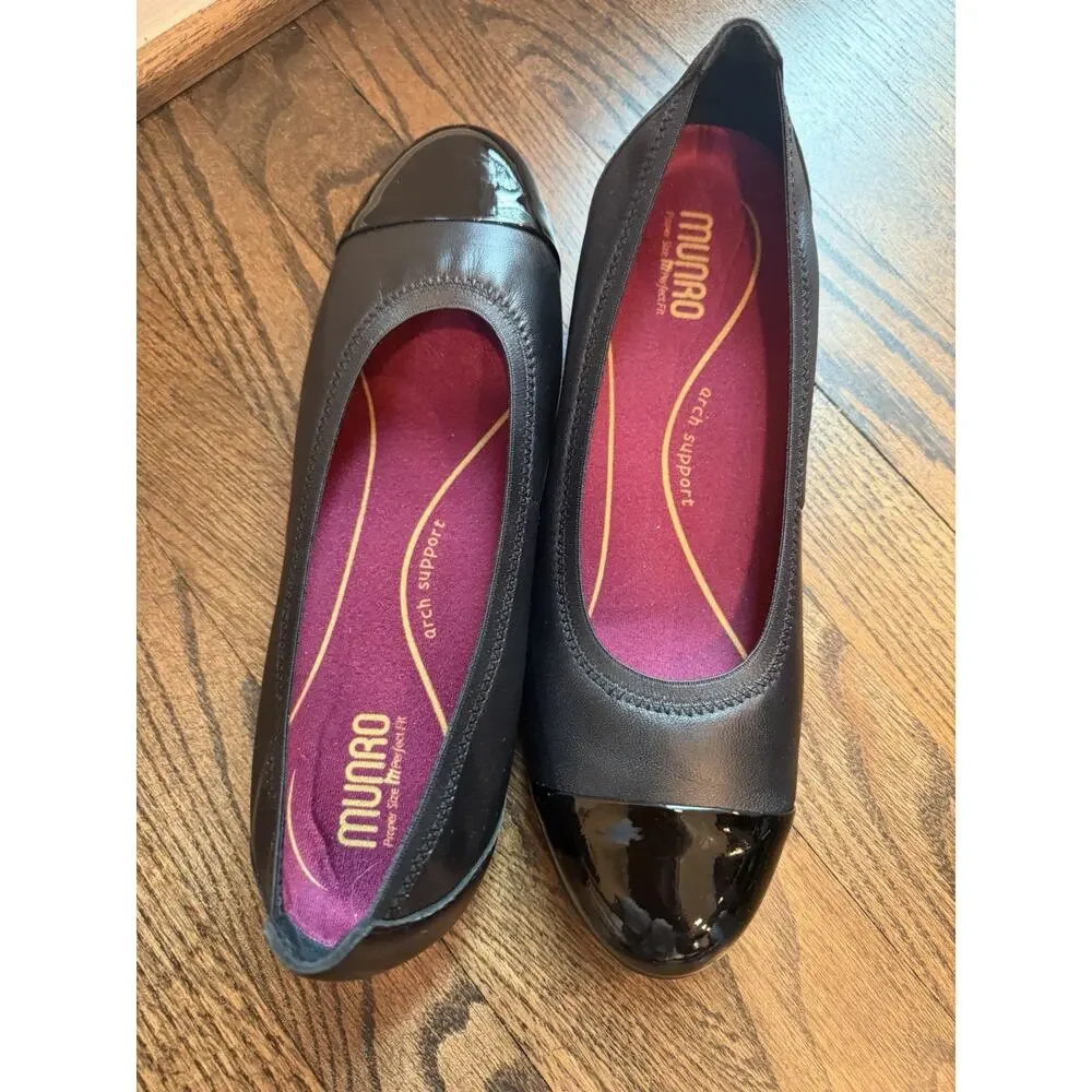 Munro Mila Ballet Flats Black Leather Women's Sz 11M NEW $215